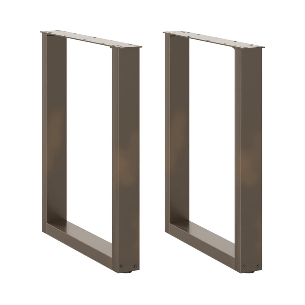 Gambe per tavolo da pranzo a forma di U 2 pz in acciaio naturale 70x(72-73) cm