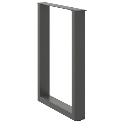Gambe per tavolo da pranzo a forma di U 2 pz in acciaio naturale 70x(72-73) cm