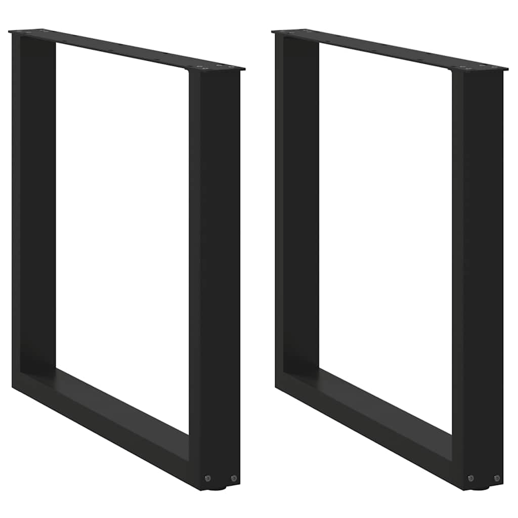 Gambe per tavolo da pranzo a forma di U 2 pz nere 80x(72-73) cm in acciaio
