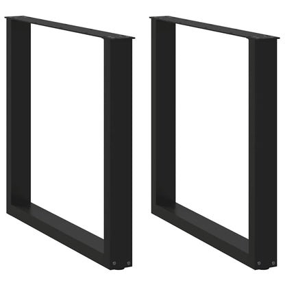 Gambe per tavolo da pranzo a forma di U 2 pz nere 80x(72-73) cm in acciaio