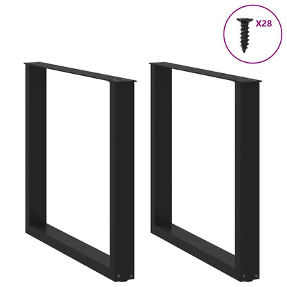 Gambe per tavolo da pranzo a forma di U 2 pz nere 80x(72-73) cm in acciaio