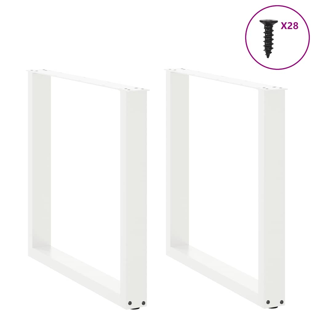 Gambe per tavolo da pranzo a forma di U 2 pz bianche 80x(72-73) cm in acciaio