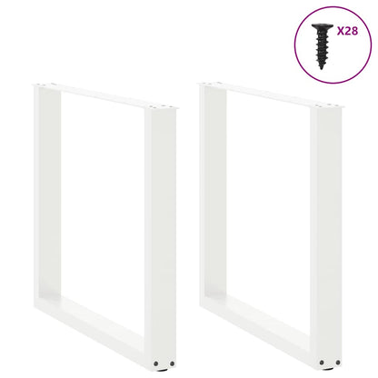 Gambe per tavolo da pranzo a forma di U 2 pz bianche 80x(72-73) cm in acciaio