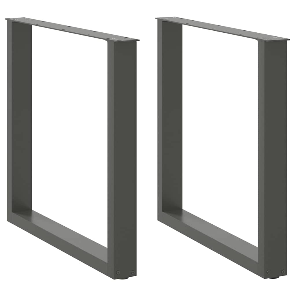 Gambe per tavolo da pranzo a forma di U 2 pz Antracite 80x(72-73) cm Acciaio