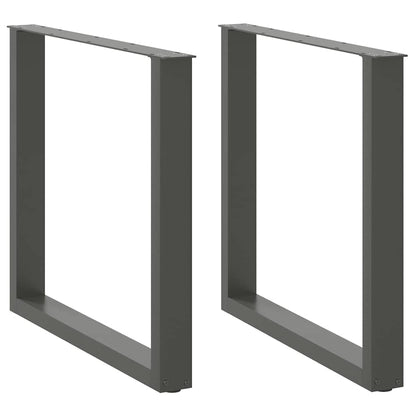Gambe per tavolo da pranzo a forma di U 2 pz Antracite 80x(72-73) cm Acciaio