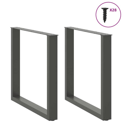 Gambe per tavolo da pranzo a forma di U 2 pz Antracite 80x(72-73) cm Acciaio