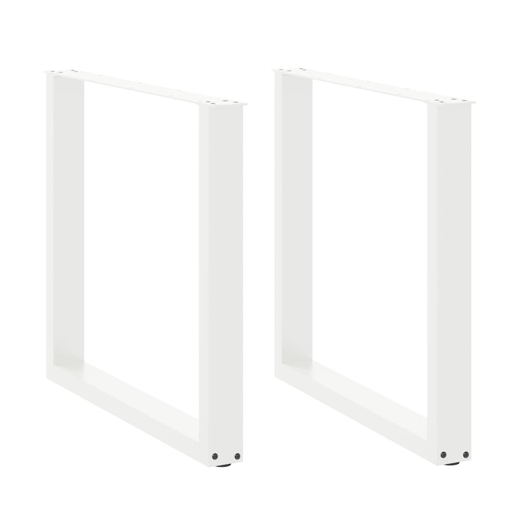 Gambe per tavolo da pranzo a forma di U 2 pz bianche 90x(72-73) cm in acciaio