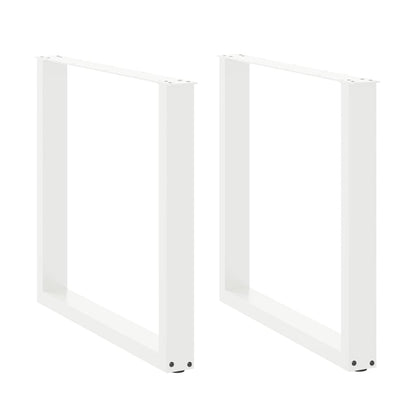 Gambe per tavolo da pranzo a forma di U 2 pz bianche 90x(72-73) cm in acciaio