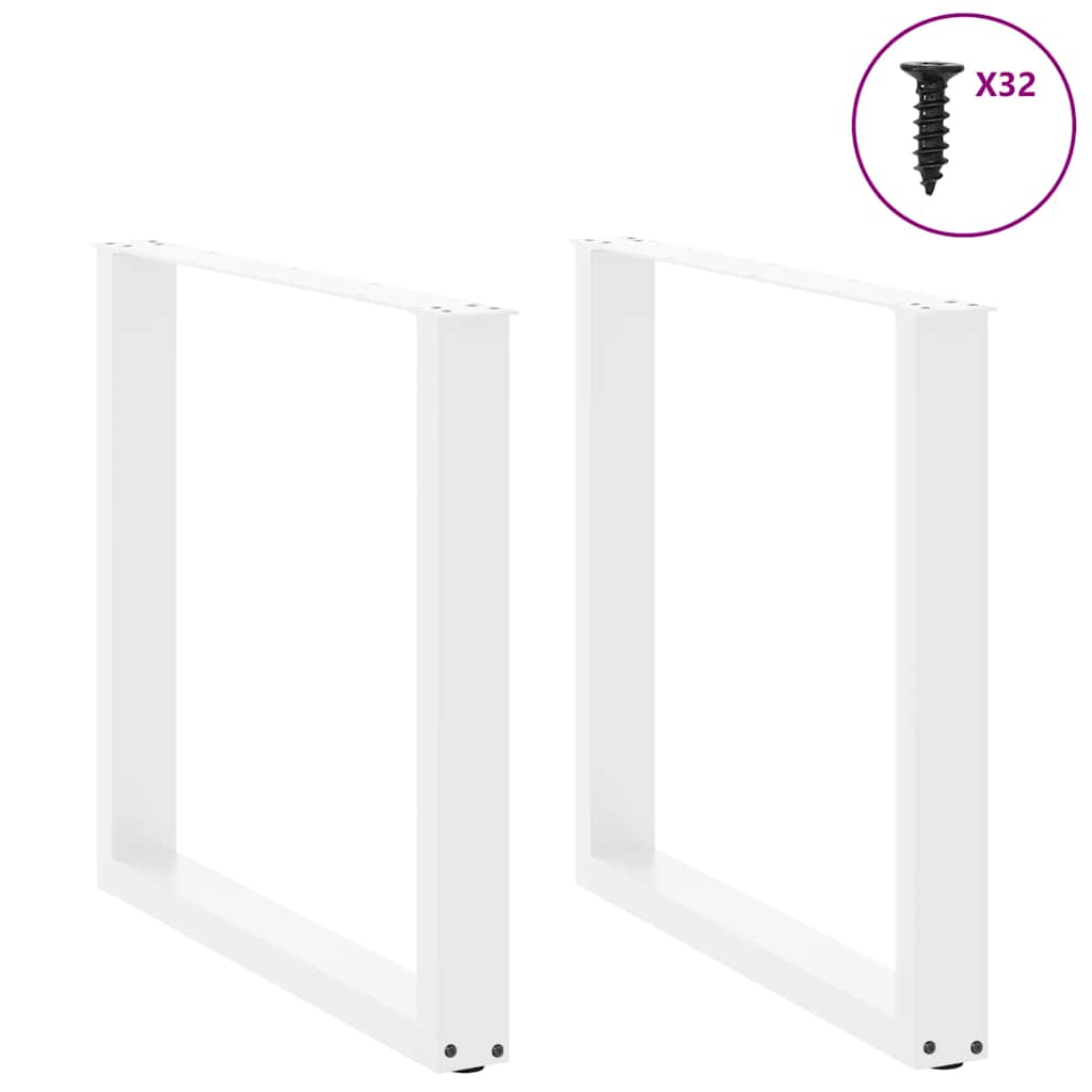 Gambe per tavolo da pranzo a forma di U 2 pz bianche 90x(72-73) cm in acciaio