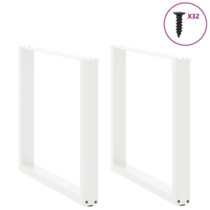 Gambe per tavolo da pranzo a forma di U 2 pz bianche 90x(72-73) cm in acciaio