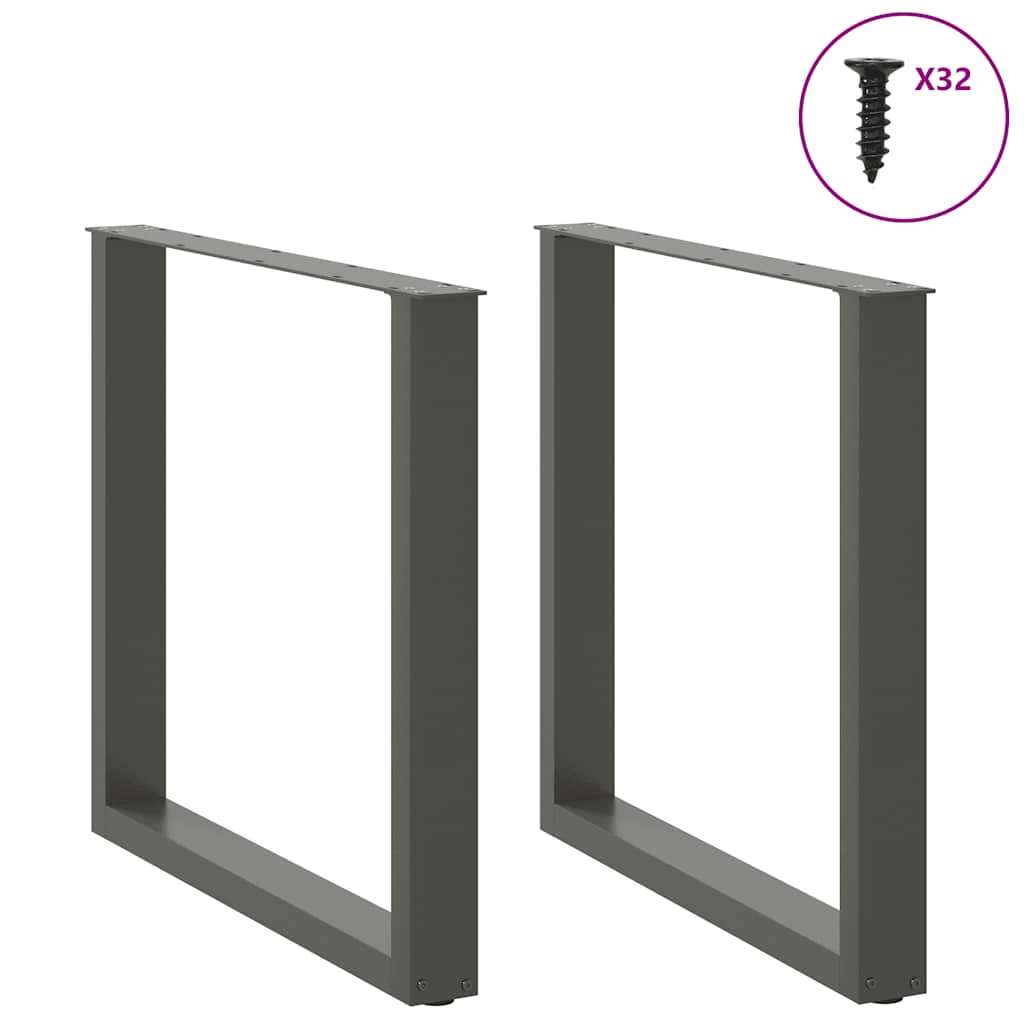 Gambe per tavolo da pranzo a forma di U 2 pz Antracite 90x(72-73) cm Acciaio