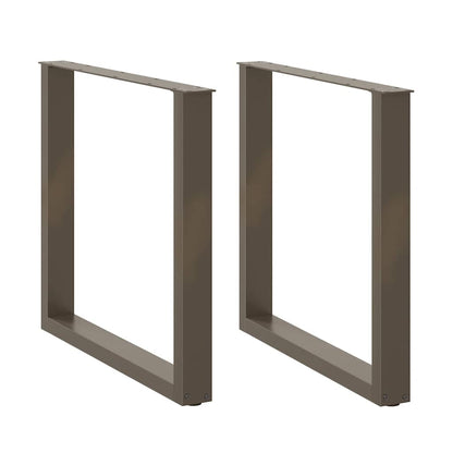 Gambe per tavolo da pranzo a forma di U 2 pz in acciaio naturale 90x(72-73) cm