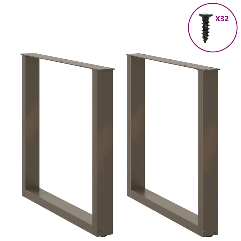 Gambe per tavolo da pranzo a forma di U 2 pz in acciaio naturale 90x(72-73) cm