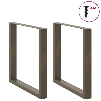 Gambe per tavolo da pranzo a forma di U 2 pz in acciaio naturale 90x(72-73) cm