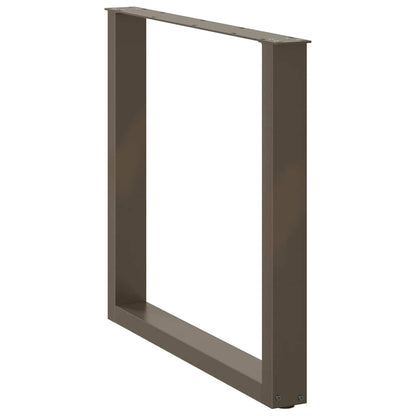 Gambe per tavolo da pranzo a forma di U 2 pz in acciaio naturale 90x(72-73) cm