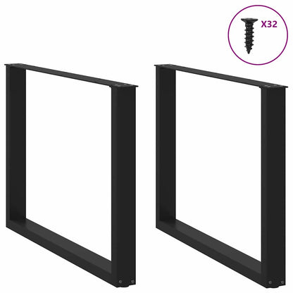 Gambe per tavolo da pranzo a forma di U 2 pz nere 100x(72-73) cm in acciaio