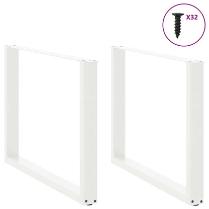 Gambe per tavolo da pranzo a forma di U 2 pz bianche 100x(72-73) cm in acciaio
