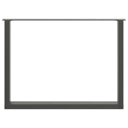 Gambe per tavolo da pranzo a forma di U 2 pz Antracite 100x(72-73) cm Acciaio