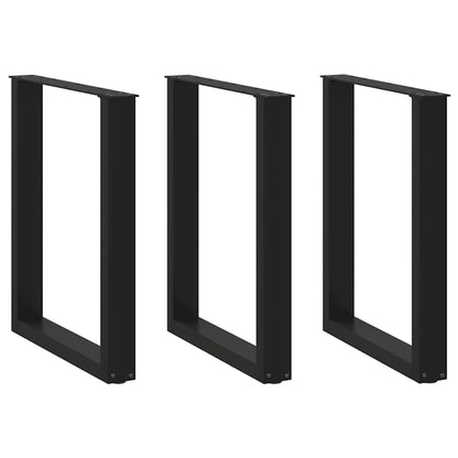 Gambe per tavolo da pranzo a forma di U 3 pz nere 70x(72-73) cm in acciaio