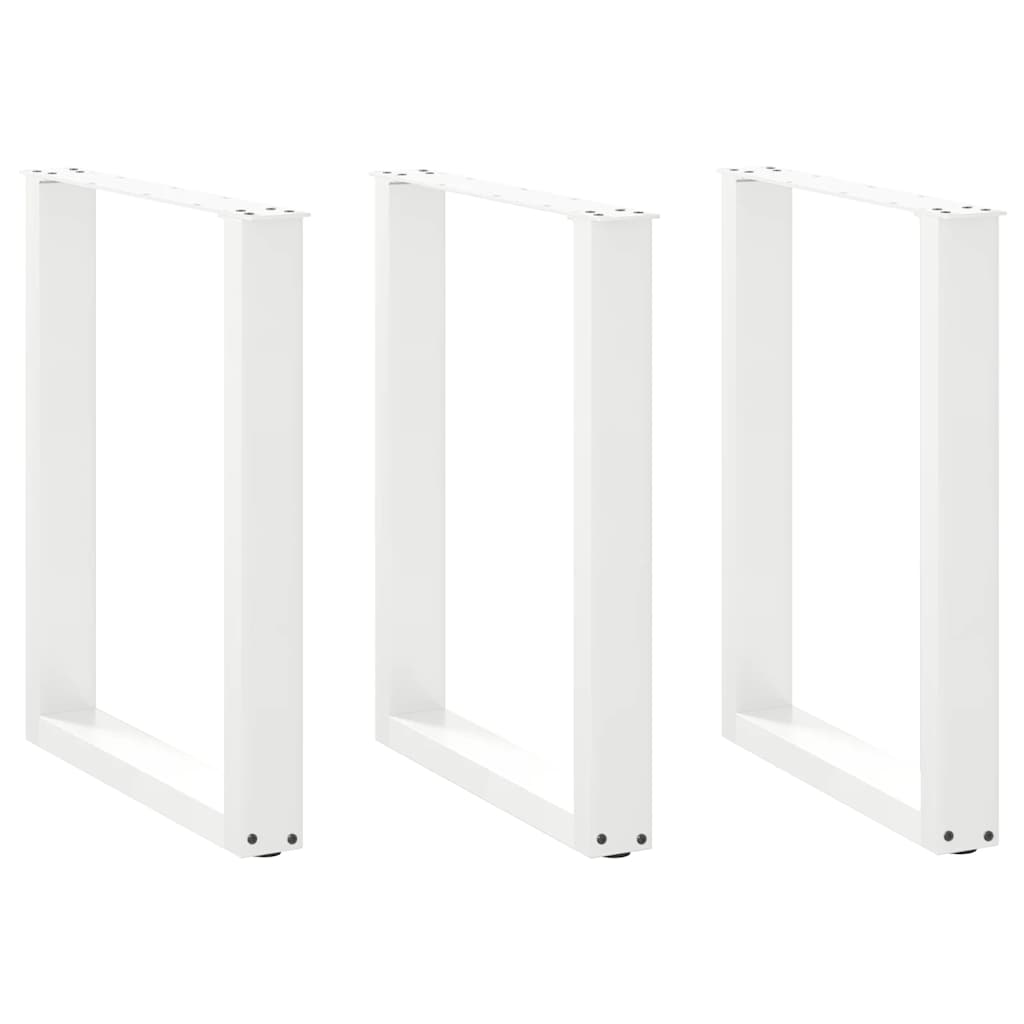 Gambe per tavolo da pranzo a forma di U 3 pz bianche 70x(72-73) cm in acciaio