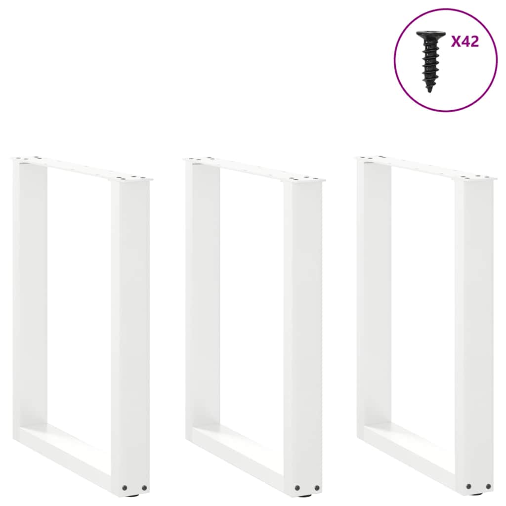Gambe per tavolo da pranzo a forma di U 3 pz bianche 70x(72-73) cm in acciaio