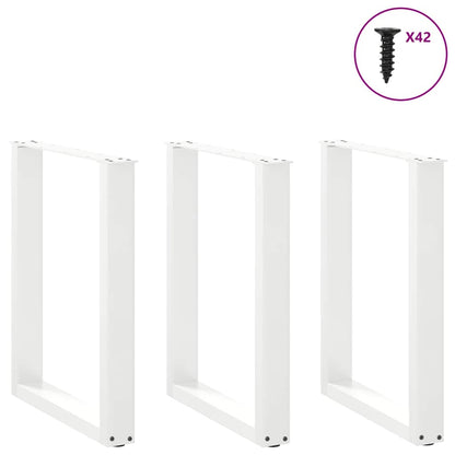 Gambe per tavolo da pranzo a forma di U 3 pz bianche 70x(72-73) cm in acciaio