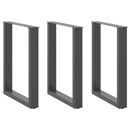 Gambe per tavolo da pranzo a forma di U 3 pz Antracite 70x(72-73) cm Acciaio