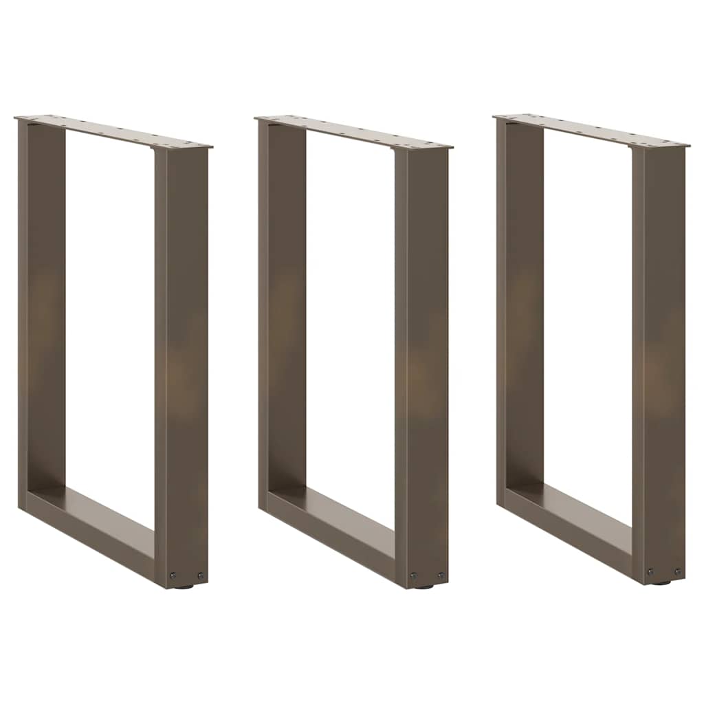 Gambe per tavolo da pranzo a forma di U 3 pz in acciaio naturale 70x(72-73) cm