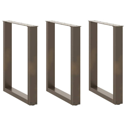 Gambe per tavolo da pranzo a forma di U 3 pz in acciaio naturale 70x(72-73) cm