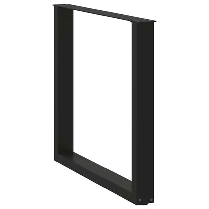 Gambe per tavolo da pranzo a forma di U 3 pz nere 80x(72-73) cm in acciaio