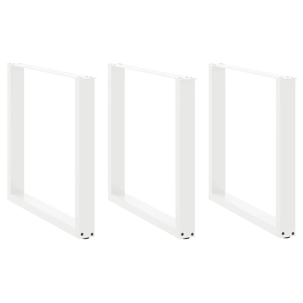 Gambe per tavolo da pranzo a forma di U 3 pz bianche 80x(72-73) cm in acciaio