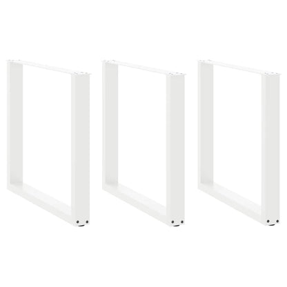 Gambe per tavolo da pranzo a forma di U 3 pz bianche 80x(72-73) cm in acciaio