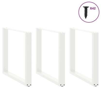Gambe per tavolo da pranzo a forma di U 3 pz bianche 80x(72-73) cm in acciaio