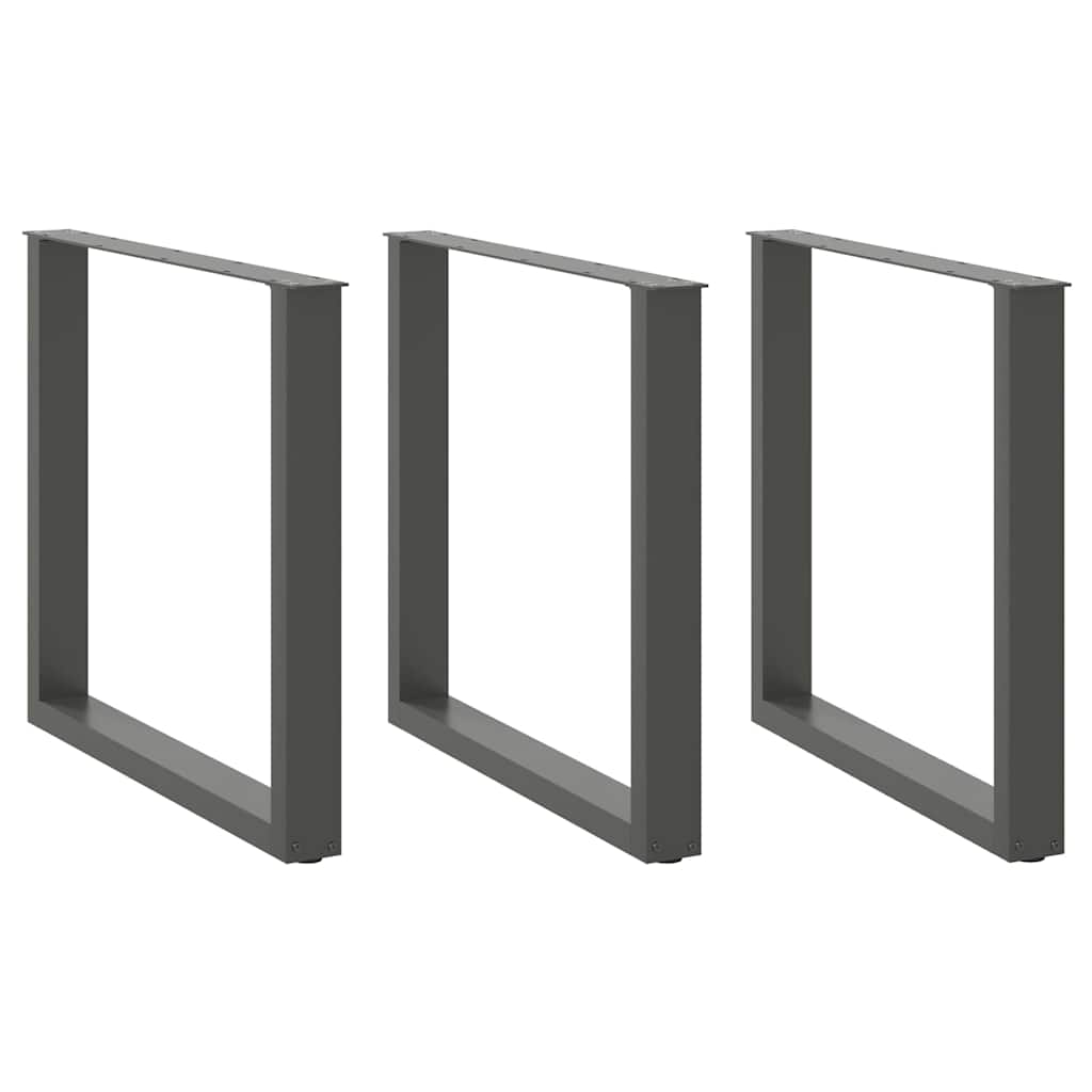 Gambe per tavolo da pranzo a forma di U 3 pz Antracite 80x(72-73) cm Acciaio