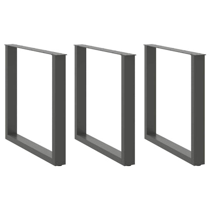 Gambe per tavolo da pranzo a forma di U 3 pz Antracite 80x(72-73) cm Acciaio