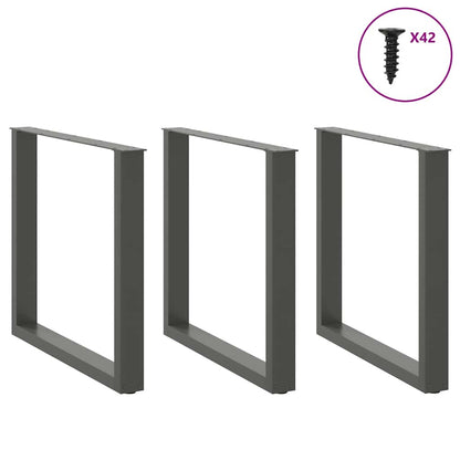 Gambe per tavolo da pranzo a forma di U 3 pz Antracite 80x(72-73) cm Acciaio