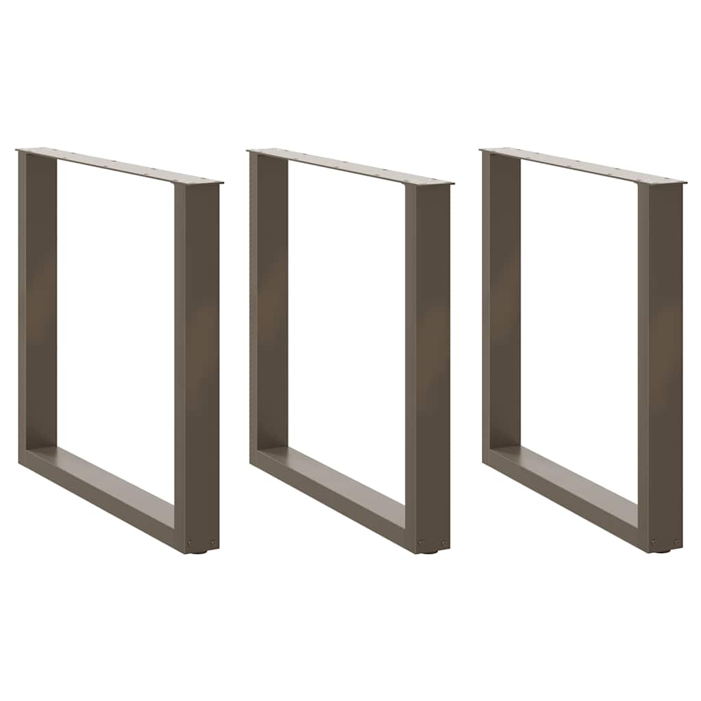 Gambe per tavolo da pranzo a forma di U 3 pz in acciaio naturale 80x(72-73) cm