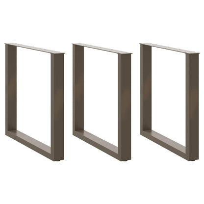 Gambe per tavolo da pranzo a forma di U 3 pz in acciaio naturale 80x(72-73) cm