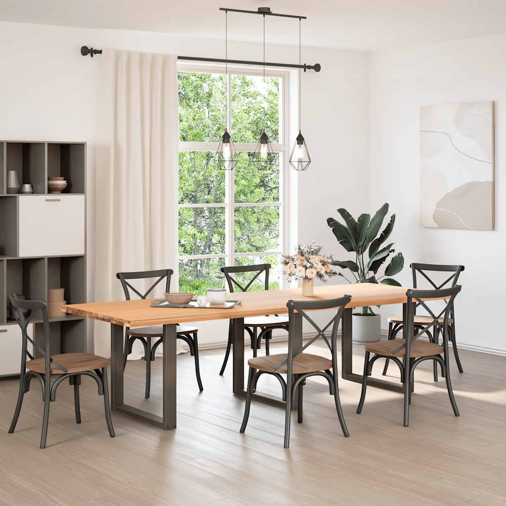Gambe per tavolo da pranzo a forma di U 3 pz in acciaio naturale 80x(72-73) cm