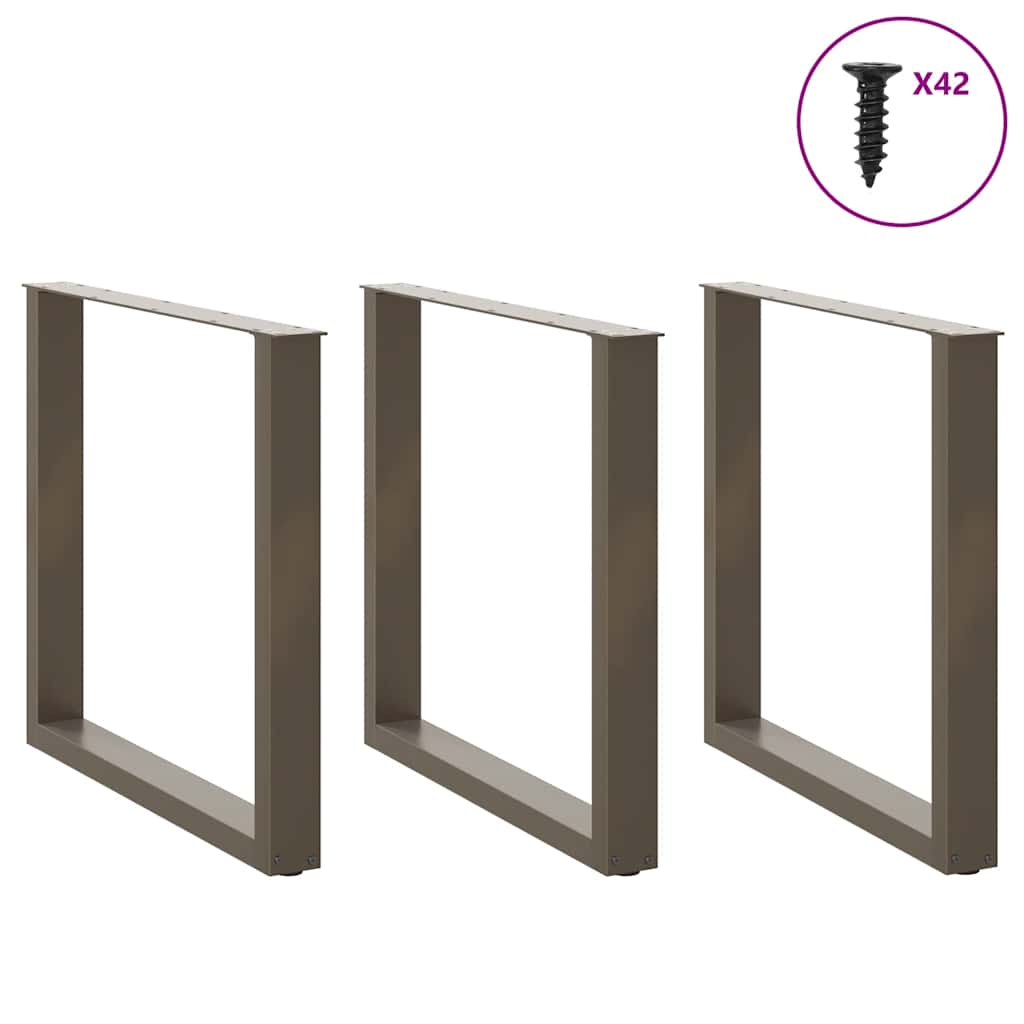 Gambe per tavolo da pranzo a forma di U 3 pz in acciaio naturale 80x(72-73) cm