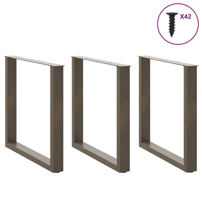 Gambe per tavolo da pranzo a forma di U 3 pz in acciaio naturale 80x(72-73) cm
