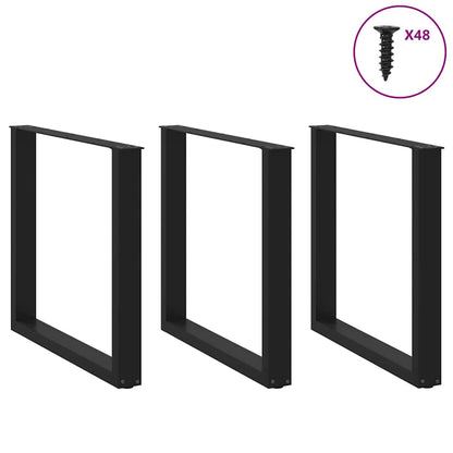 Gambe per tavolo da pranzo a forma di U 3 pz nere 90x(72-73) cm in acciaio