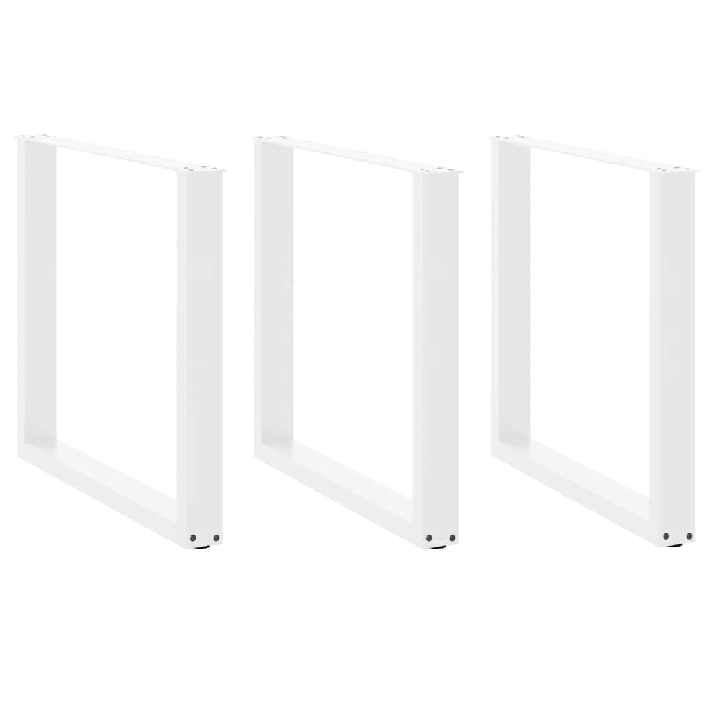 Gambe per tavolo da pranzo a forma di U 3 pz bianche 90x(72-73) cm in acciaio