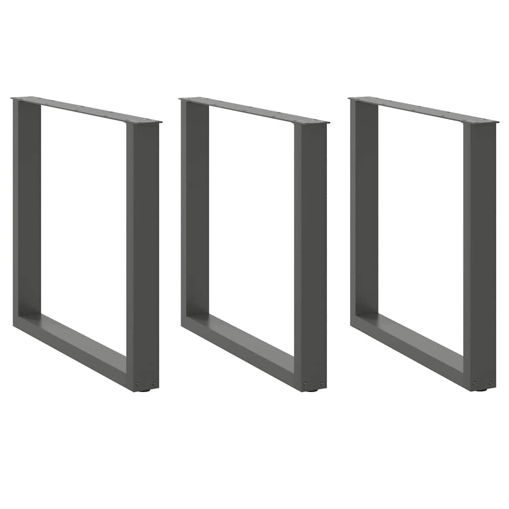 Gambe per tavolo da pranzo a forma di U 3 pz Antracite 90x(72-73) cm Acciaio