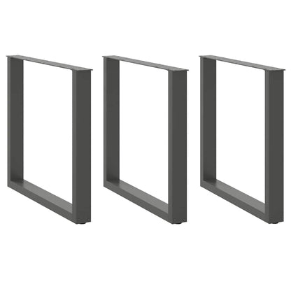Gambe per tavolo da pranzo a forma di U 3 pz Antracite 90x(72-73) cm Acciaio