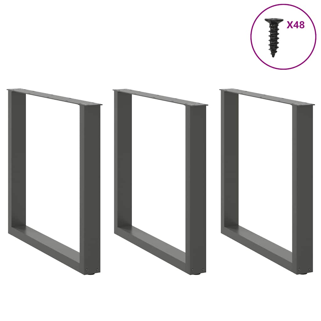 Gambe per tavolo da pranzo a forma di U 3 pz Antracite 90x(72-73) cm Acciaio