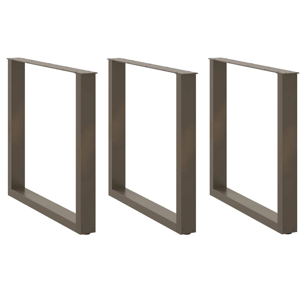 Gambe per tavolo da pranzo a forma di U 3 pz in acciaio naturale 90x(72-73) cm