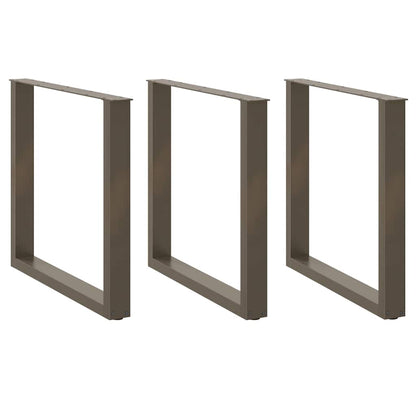 Gambe per tavolo da pranzo a forma di U 3 pz in acciaio naturale 90x(72-73) cm
