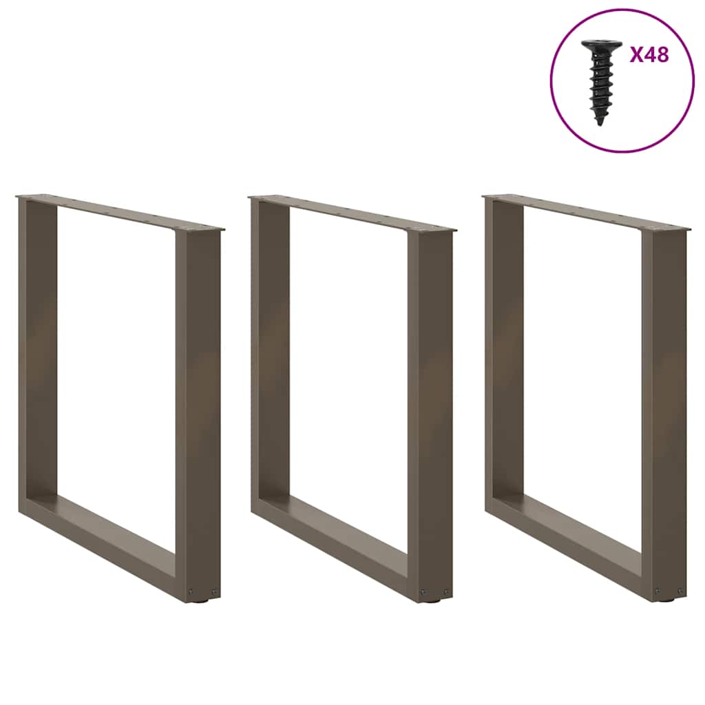 Gambe per tavolo da pranzo a forma di U 3 pz in acciaio naturale 90x(72-73) cm