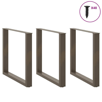 Gambe per tavolo da pranzo a forma di U 3 pz in acciaio naturale 90x(72-73) cm